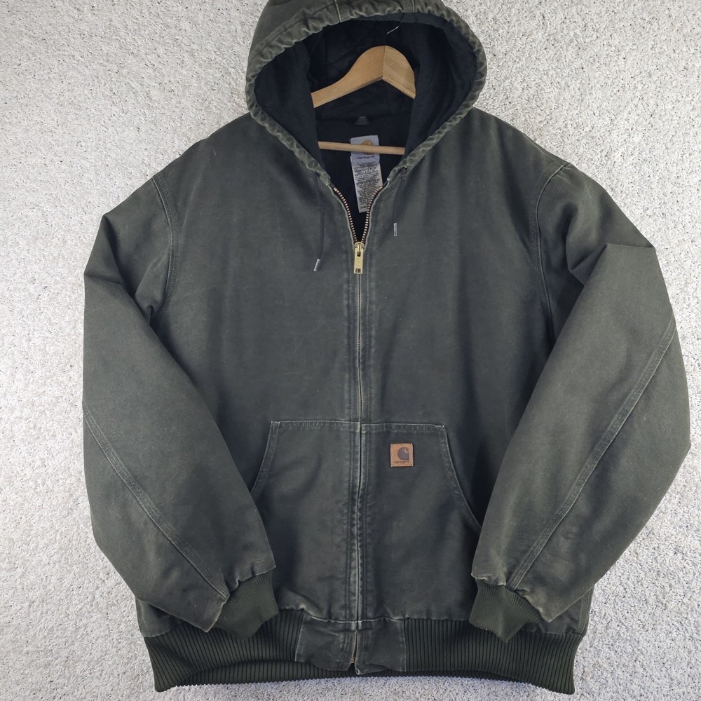 Carhartt J130 MOS Quilt Lined Green Jacket Sz 2XL Tall 2007 Heavy Duty Hooded